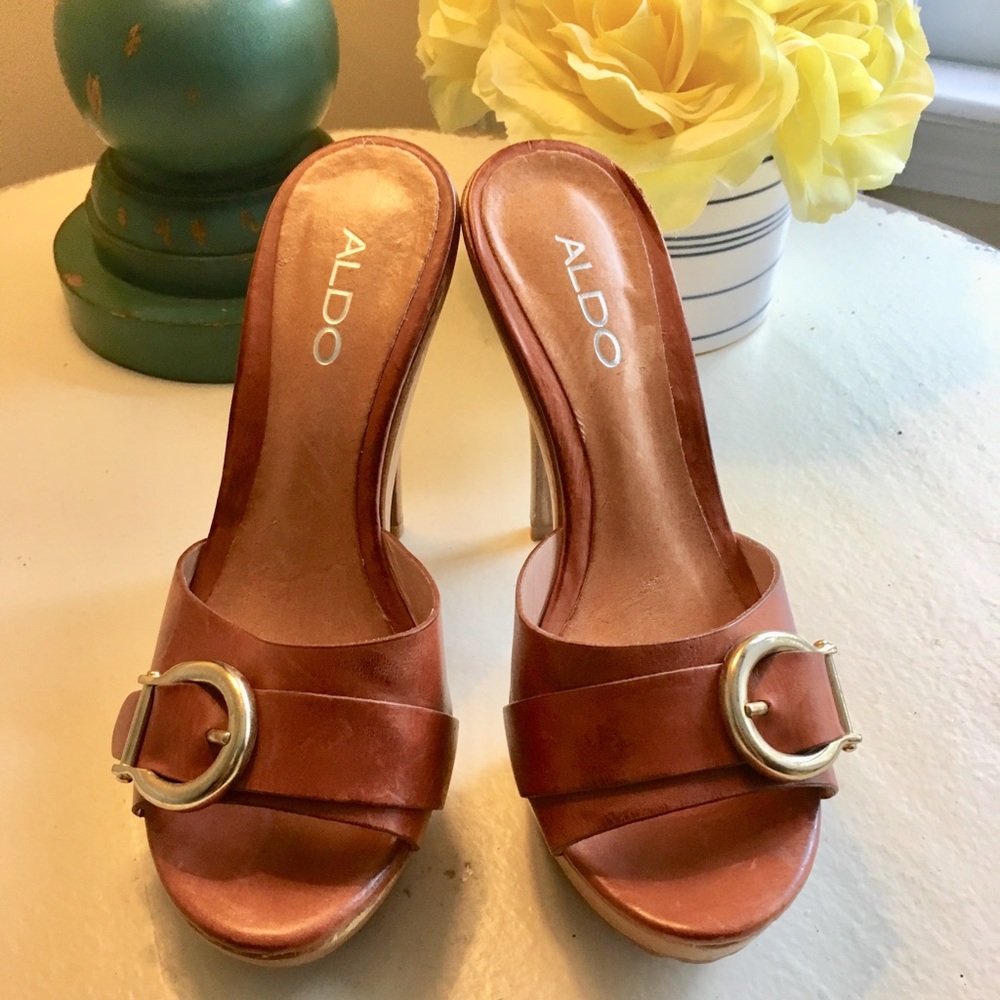 ALDO Camel Heels with Buckles Size 6.5